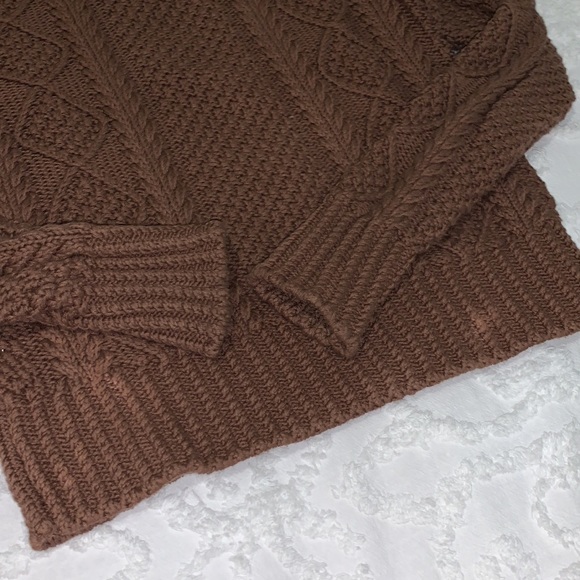 LLBean Signature Cotton Fisherman Sweater in Chocolate Brown Size XS - Picture 7 of 8